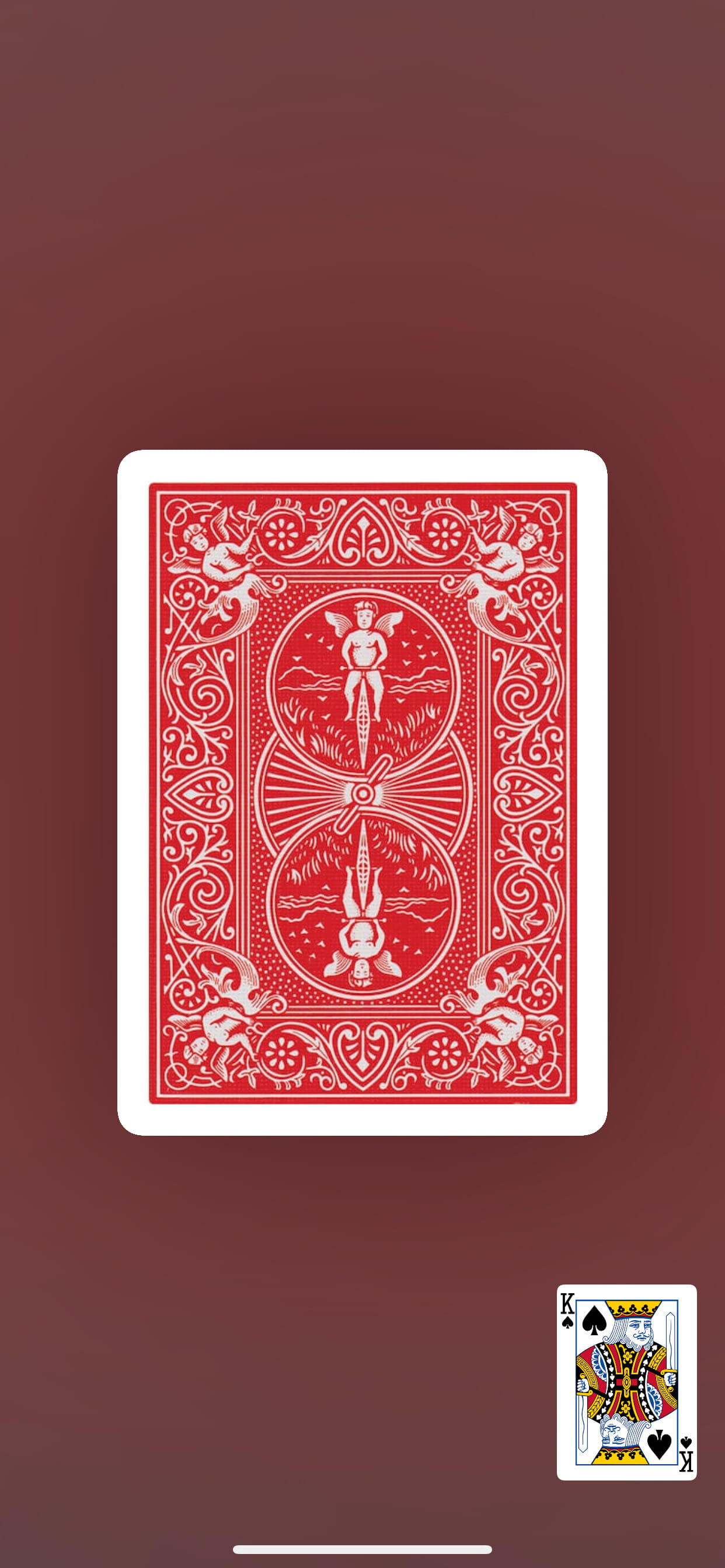 VirtuaDeck screenshot showing the reversed card revealed among an otherwise ordinary digital deck
